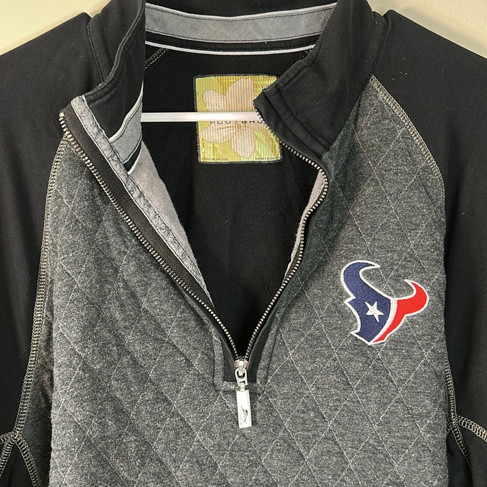 Tommy Bahama Football Black and Gray Quarter-Zip Houston Texans Pullover Large - Picture 2 of 7
